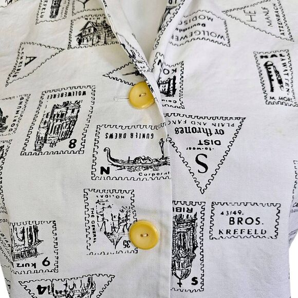 vintage stamp-print button down - Picture 3 of 6